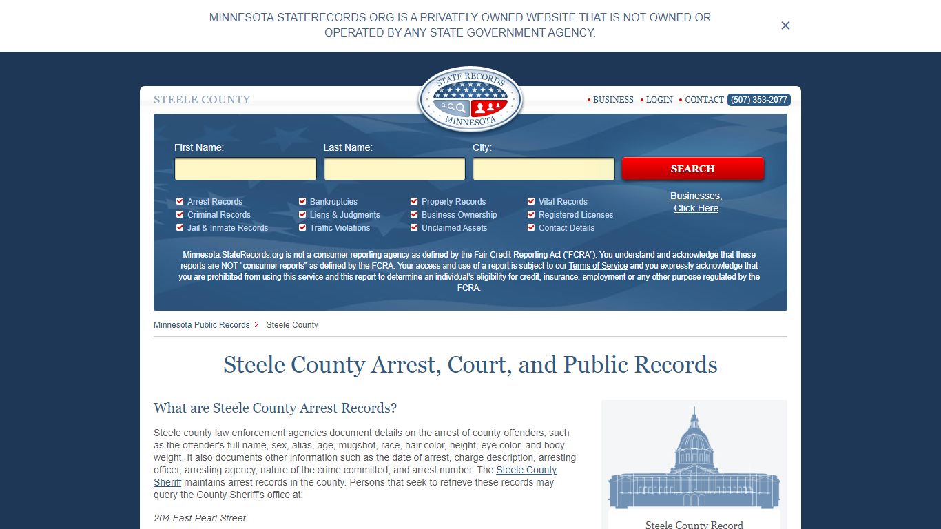 Steele County Arrest, Court, and Public Records