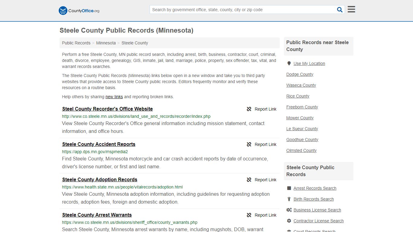 Public Records - Steele County, MN (Business, Criminal, GIS, Property ...