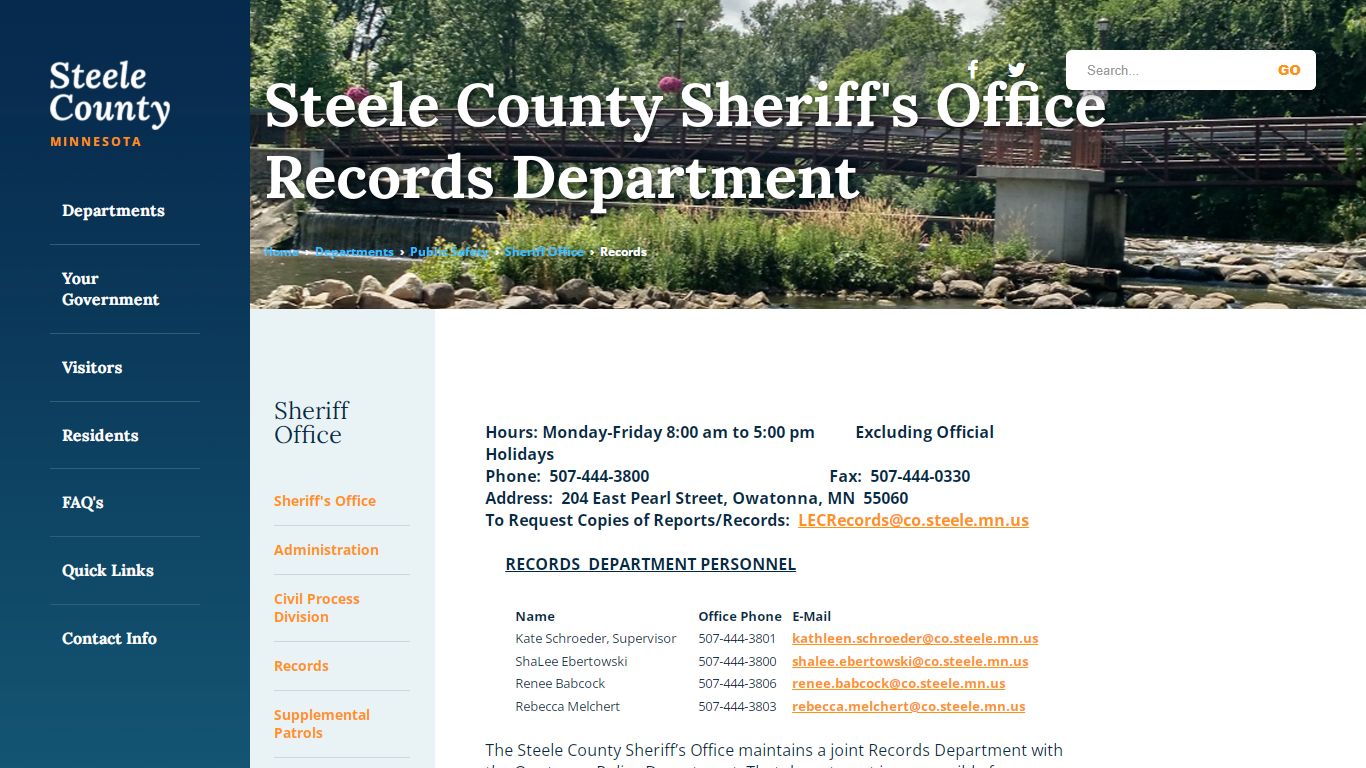 Steele County Sheriff's Office Records Department